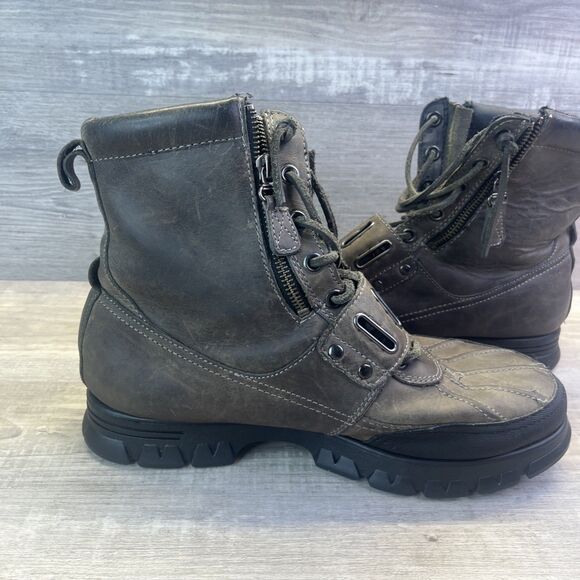 Polo Ralph Lauren Andres Boots Mens 11 D  Lace Up Buckle Zip Leather - Picture 13 of 16